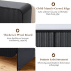 YOCWO Fluted Sideboard and Buffets, Buffet Storage Cabinet with 4 Doors and Adjustable Shelves, Accent Cabinet for Living Room Kitchen Entryway
