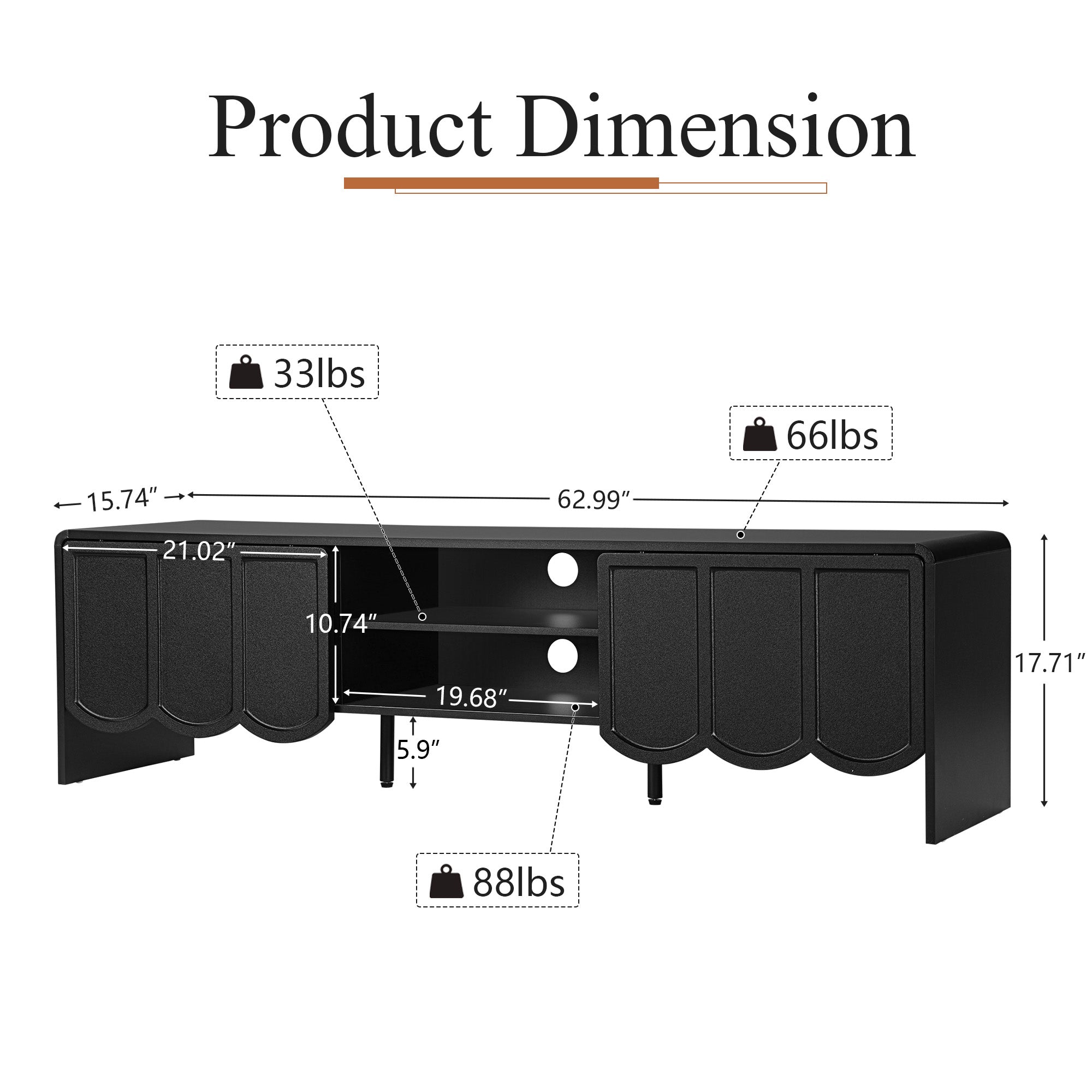 YOCWO TV Stands for 65 inch tv, TV Stand with Sliding Wave Doors, Wood Entertainment Center for TVs, Media Console Cabinet with Open Storage for Living Room