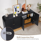 YOCWO Fluted Sideboard and Buffets, Buffet Storage Cabinet with 4 Doors and Adjustable Shelves, Accent Cabinet for Living Room Kitchen Entryway