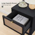 YOCWO Nightstand for Bedroom Set of 2 , Linen Bedside Table Set of 2 with Drawers