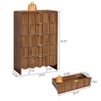 YOCWO 5 Drawer Dresser with Wave Panel, Mid Century Tall Storage Dresser Chest of Drawer for Bedroom