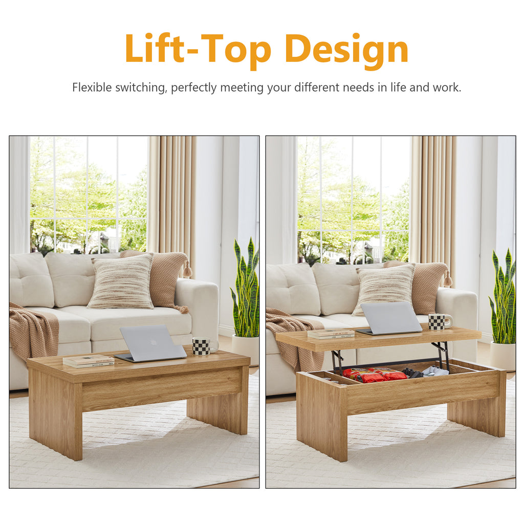 YOCWO Lift Top Coffee Table with Storage, Rectangle Coffee Table with Thicken Wood Table Top and Base