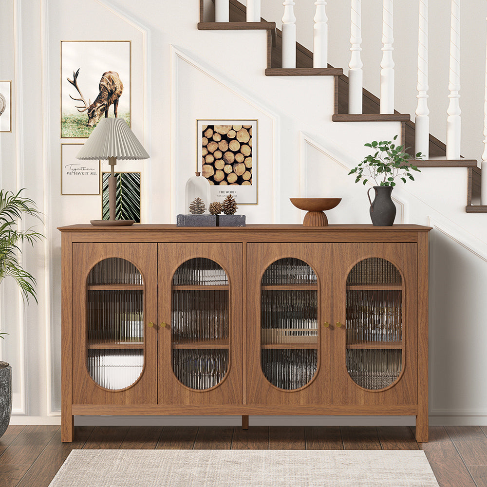Modern Storage Cabinets with 4 Doors and Adjustable Shelves Buffet Cabinet for Kitchen Dining Room Living Room Bedroom
