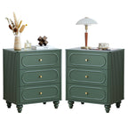 YOCWO 3 Drawer Nightstand for Bedroom Set of 2, Classic Chest of Drawers with Arc Edge
