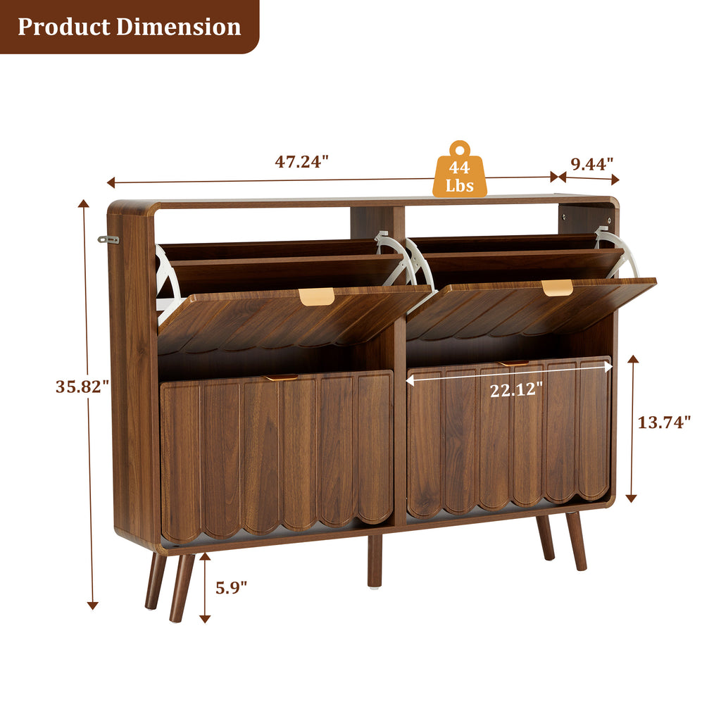 YOCWO Shoe Storage Cabinet with 4 Flip Drawers for Entryway, Shoe Rack Organizer with Wave Design