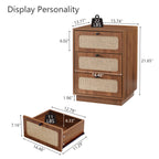 YOCWO 3 Drawer Dresser for Bedroom Set of 2 , Linen Nightstand Chest of Drawer