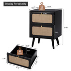 YOCWO Nightstand for Bedroom Set of 2 , Linen Bedside Table Set of 2 with Drawers